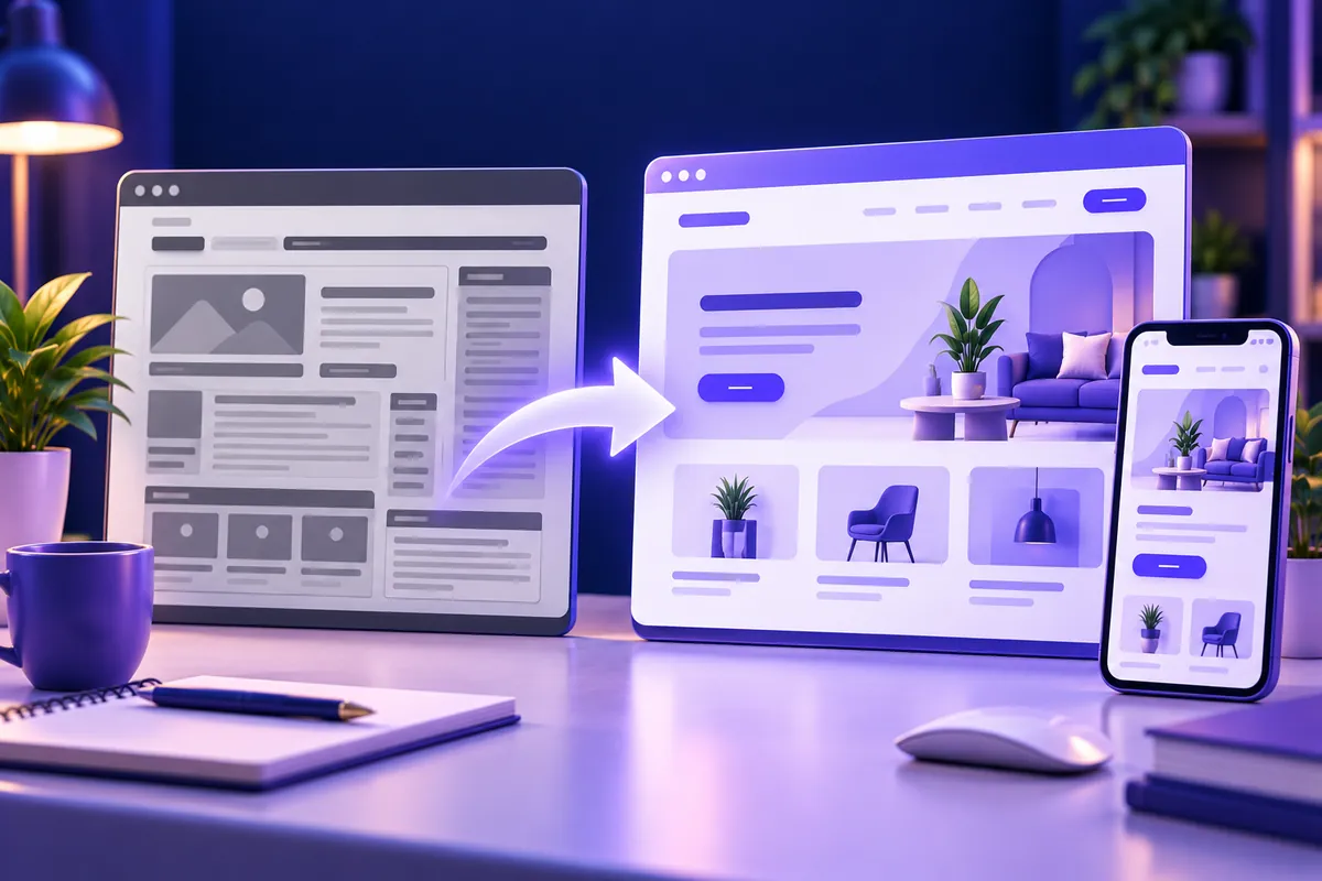 Old cluttered website redesigned into a clean, fast, mobile-friendly layout
